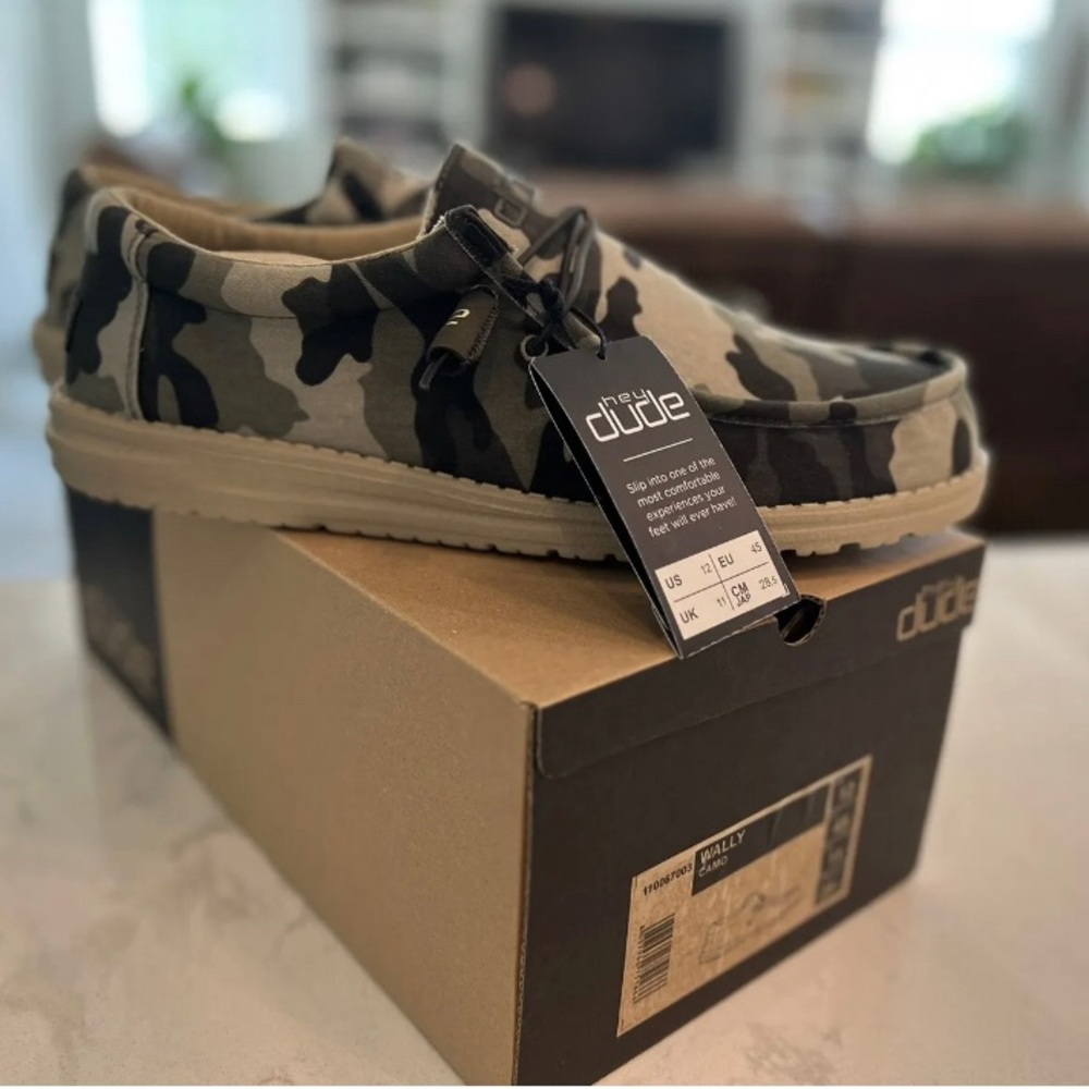 Hey Dude Men's Wally - Camo | Mens shoes | Men's Slip on Loafers | Light Weight.